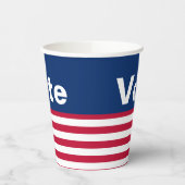 Roter weißer und blauer Text und Streifen Pappbecher (Links)