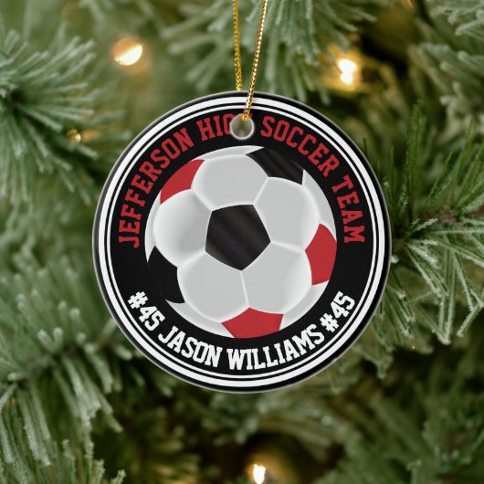 Roter, weißer und schwarzer ⚽ keramik ornament (Baum)