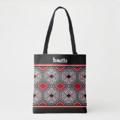 Roter, weißer und schwarzer Stammes-Teppich Tasche (Vorderseite)
