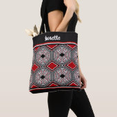 Roter, weißer und schwarzer Stammes-Teppich Tasche (Von Nahem)