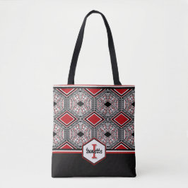 Roter, weißer und schwarzer Stammes-Teppich Tasche