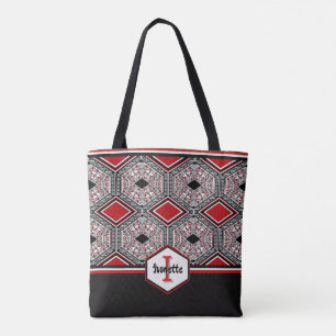 Roter, weißer und schwarzer Stammes-Teppich Tasche