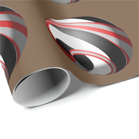 Roter, weißer und schwarzer Streifen Geschenkpapier (Rolleneckpunkt)