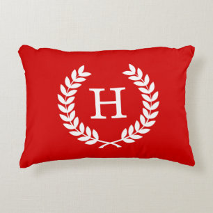 Roter Weizen Lorbeerkranz Anfangsmonogramm Zierkissen