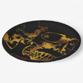 Roter Welpe "Goldene Platter" Pappteller (Schrägansicht)