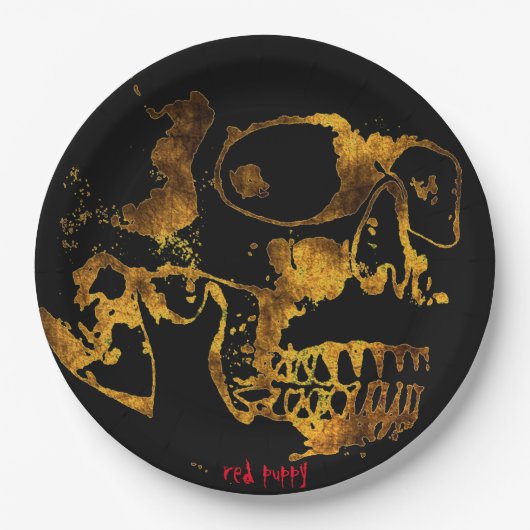 Roter Welpe "Goldene Platter" Pappteller (Vorderseite)