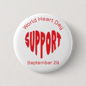 Roter Welt-Herz-Tag-Button Button (Vorderseite)