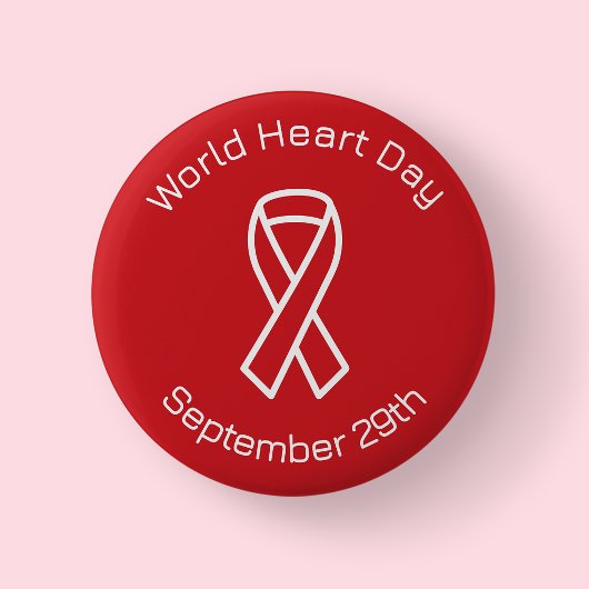 Roter Welt-Herz-Tag-Schleifen-Button Button