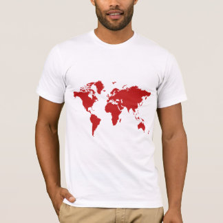 Roter Weltkarten-T - Shirt