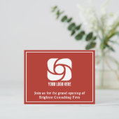 Roter Werbe-Logo für Unternehmen Postkarte (Stehend Vorderseite)
