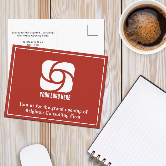 Roter Werbe-Logo für Unternehmen Postkarte