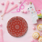 Roter Western Bandana Muster Party Papierplatte Pappteller (Party)