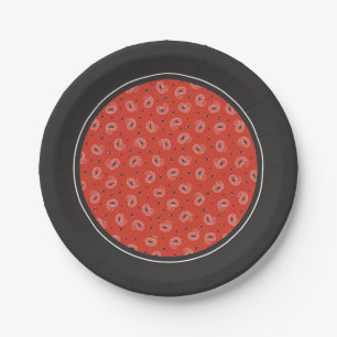 Roter Western Barnyard Bandana Pattern Pappteller