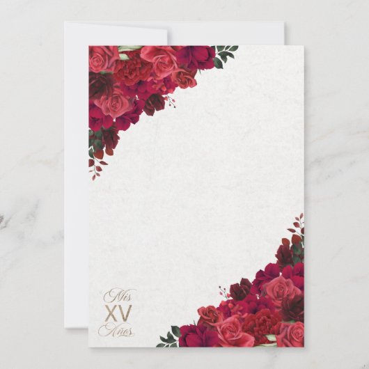 Roter Western der Blüte Ranchero Quinceanera Einladung (Rückseite)