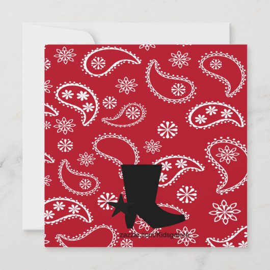 Roter Western Mutter zu sein Baby Dusche Einladung (Rückseite)