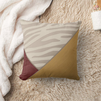 Roter Wildleder Pinsel Gold Drucktaupe Zebra Kissen