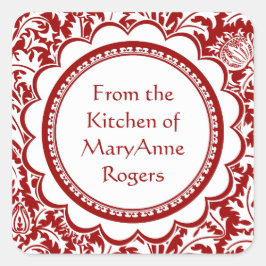 Roter William Morris, der Quadratischer Aufkleber