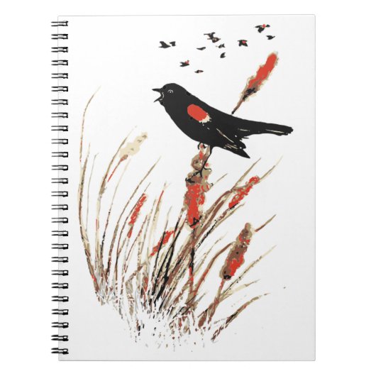Roter Wing Blackbird Natur Kunst Notizblock (Vorderseite)