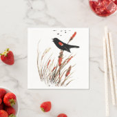 Roter Wing Blackbird Natur Kunst Serviette (Beispiel)