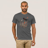 Roter Wing Blackbird Natur Kunst T-Shirt (Vorne ganz)