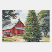 Roter Winter auf dem alten, modischen Bauernhof Geschenkpapier Set (Vorderseite)