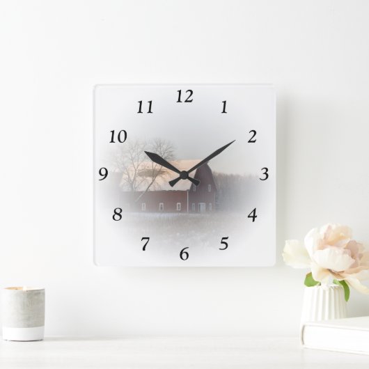 Roter Winter-Barriere-Uhr Quadratische Wanduhr (Zuhause)