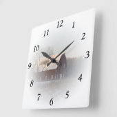 Roter Winter-Barriere-Uhr Quadratische Wanduhr (Winkel)