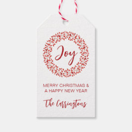 Roter Winter Berries Kranz. Weihnachten Geschenkanhänger