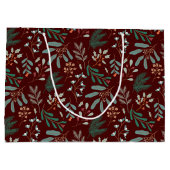 Roter Winter Botanisches Muster Große Geschenktüte (Rückseite)