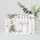 Roter Winter-Hochzeitstag im Schneewald - UAWG RSVP Karte (Stehend Vorderseite)