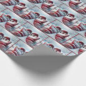 Roter Winter Mitten mit Schneeflocken Geschenkpapier (Ecke)