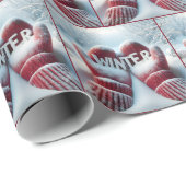 Roter Winter Mitten mit Schneeflocken Geschenkpapier (Rolleneckpunkt)