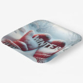 Roter Winter Mitten mit Schneeflocken Pappteller (Gewinkelt)