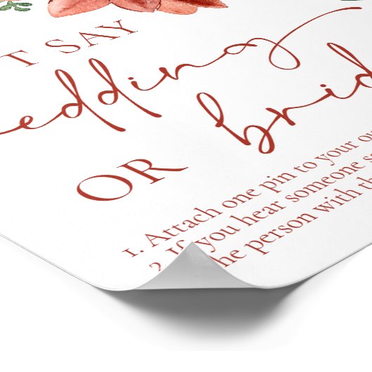 Roter Winter Weihnachten Sag nicht Hochzeit oder B Poster (Ecke)