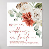 Roter Winter Weihnachten Sag nicht Hochzeit oder B Poster (Vorne)