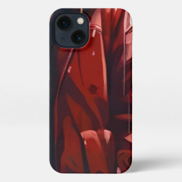 Roter Wintermantel iPhone 13 Slim Fit Case, glänze Hülle