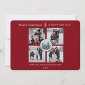 Roter Winterwald Blumenfoto Collage Feiertagskarte (Vorderseite)