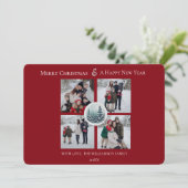 Roter Winterwald Blumenfoto Collage Feiertagskarte (Stehend Vorderseite)