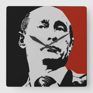 Roter Wladimir Putin Quadratische Wanduhr