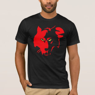 Roter Wolf auf schwarzem T-Shirt