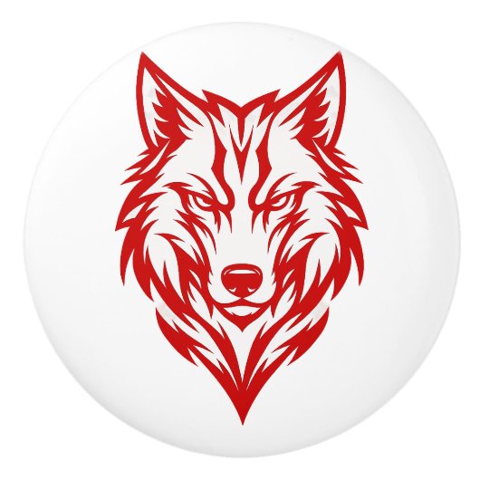 Roter Wolf Keramikknauf (Vorderseite)