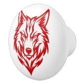 Roter Wolf Keramikknauf (Rechts)