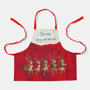 Roter wunderlicher Rentier-All-Over-Print-Schürze Schürze