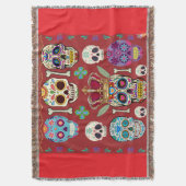 Roter Wurf - Großer Teppich - Gothic-Totenkopf -  Decke (Vorderseite Vertikal)