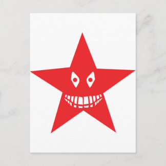 roter wütender Stern Gesicht Lächeln Postkarte