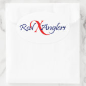 Roter X-Angler Oval Aufkleber (Tasche)