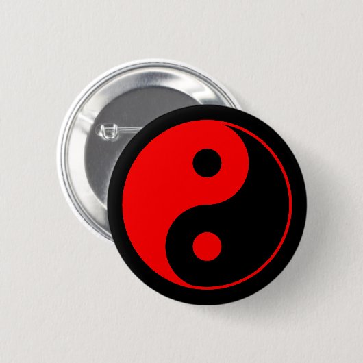 Roter Yin Yang Symbol-Knopf Button (Vorne & Hinten)