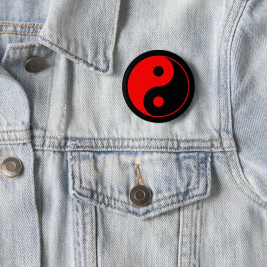 Roter Yin Yang Symbol-Knopf Button (Beispiel)