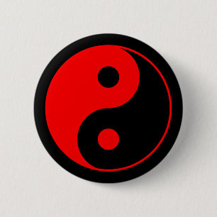 Roter Yin Yang Symbol-Knopf Button