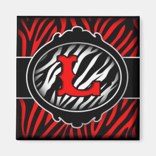 Roter Zebra-Anfangsbuchstabe L Magnet